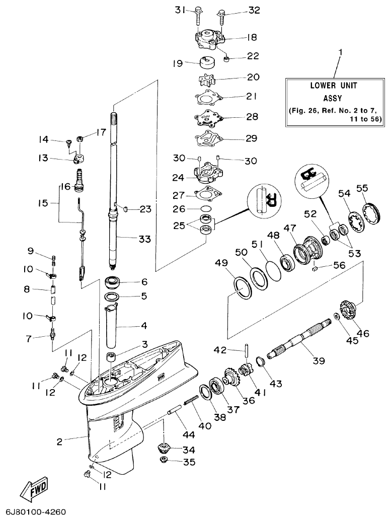 Yamaha 30DETO LOWER CASING. DRIVE 1 parts diagram