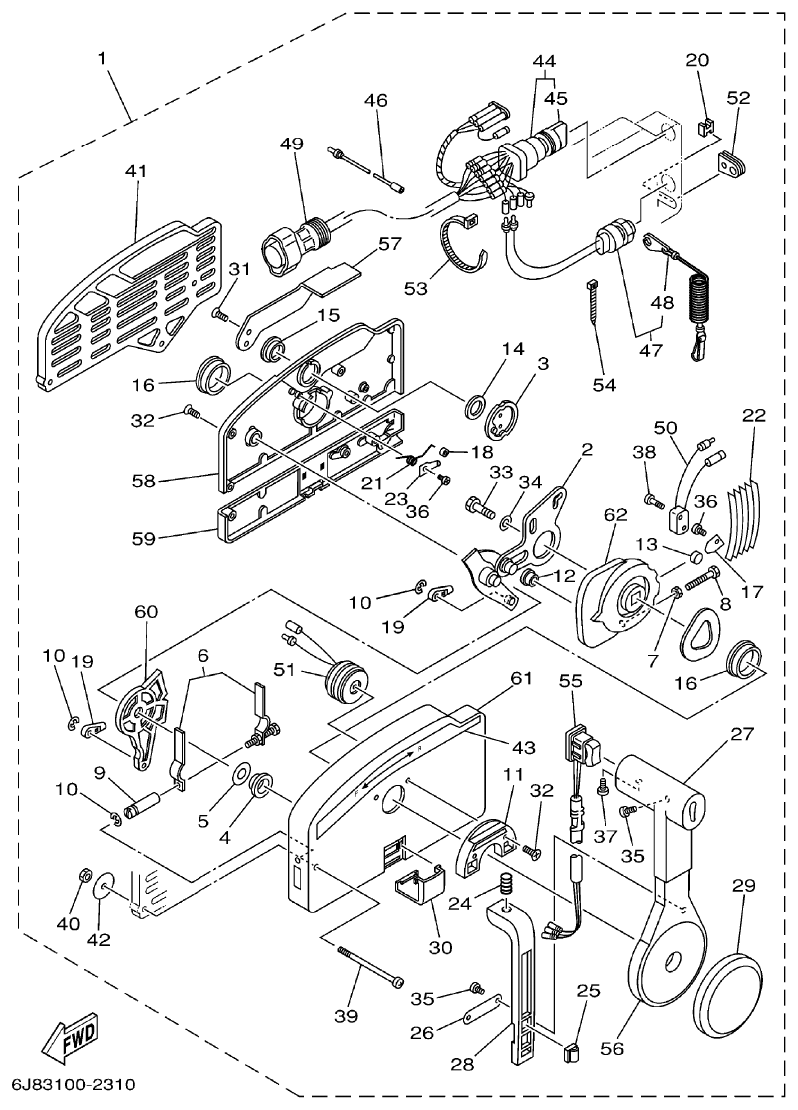 Yamaha 30DETO REMOTE CONTROL ASSY parts diagram