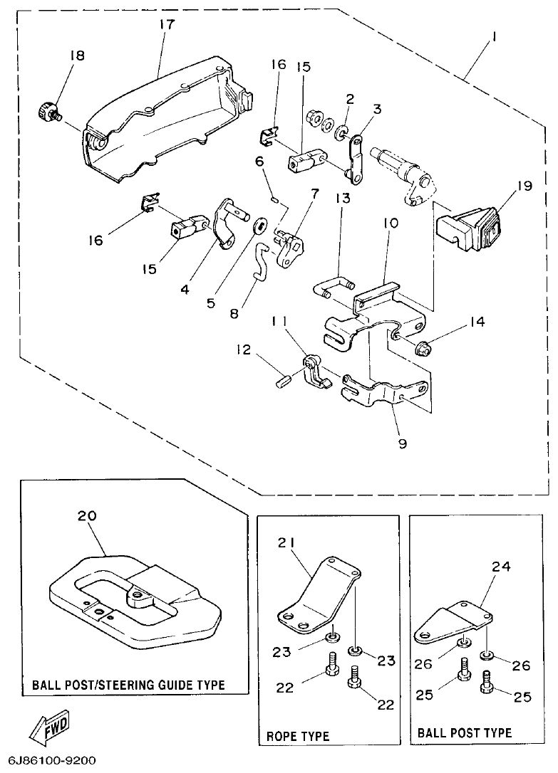 Yamaha 30DMH, 30DETO REMO CON ATTACHMENT parts diagram
