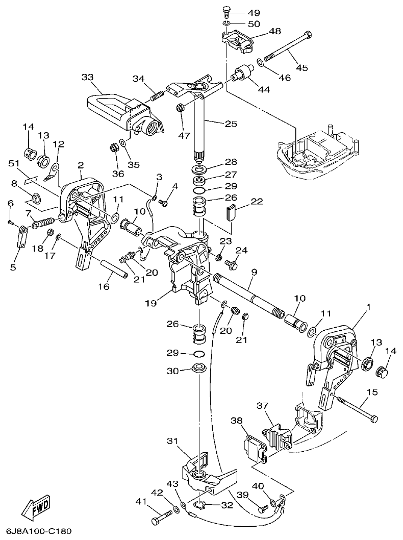 Yamaha 30DMH, 30DETO BRACKET 1 parts diagram