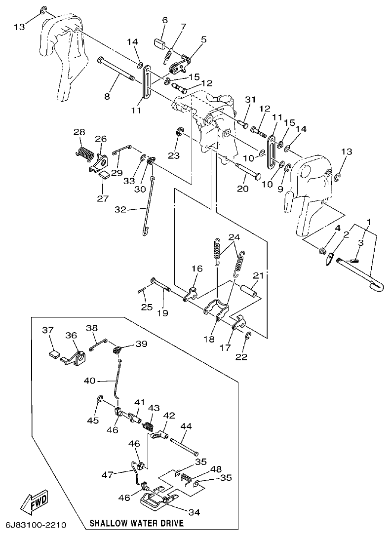 Yamaha 30DMH, 30DETO BRACKET 2 parts diagram