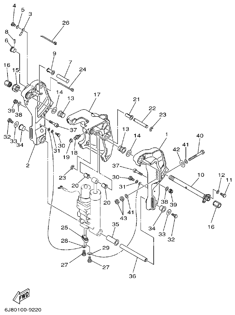 Yamaha 30DMH, 30DETO BRACKET 3 parts diagram