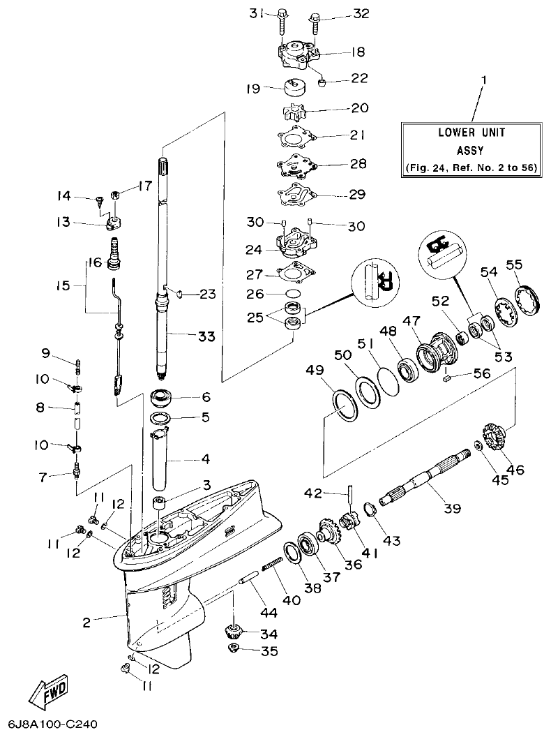 Yamaha 30DMH, 30DETO LOWER CASING & DRIVE 1 parts diagram