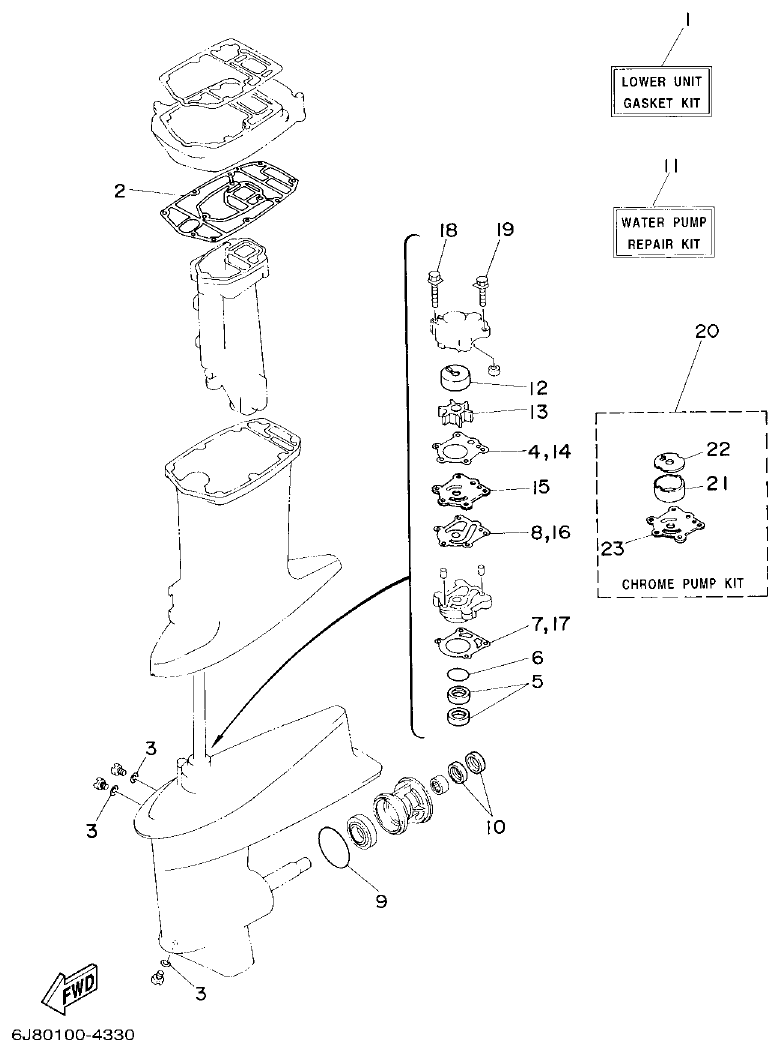 Yamaha 30DMH, 30DETO REPAIR KIT 2 parts diagram