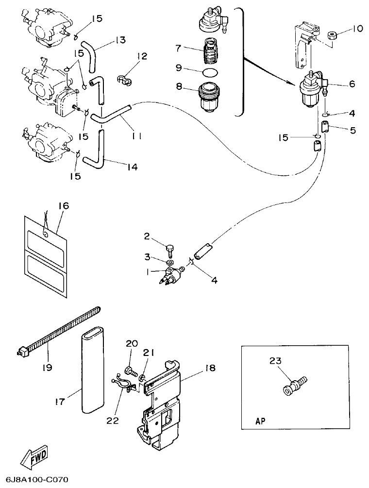 Yamaha 30DMH, 30DETO FUEL parts diagram