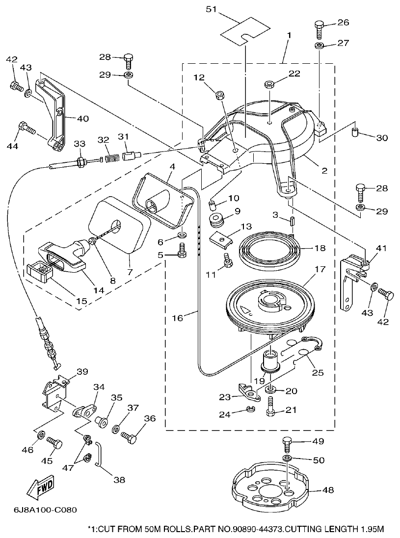Yamaha 30DMH, 30DETO STARTER parts diagram