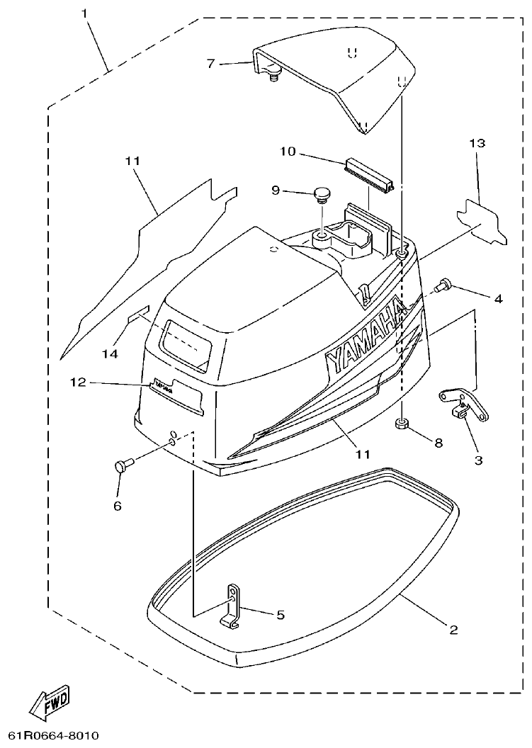 Yamaha 30G TOP COWLING parts diagram