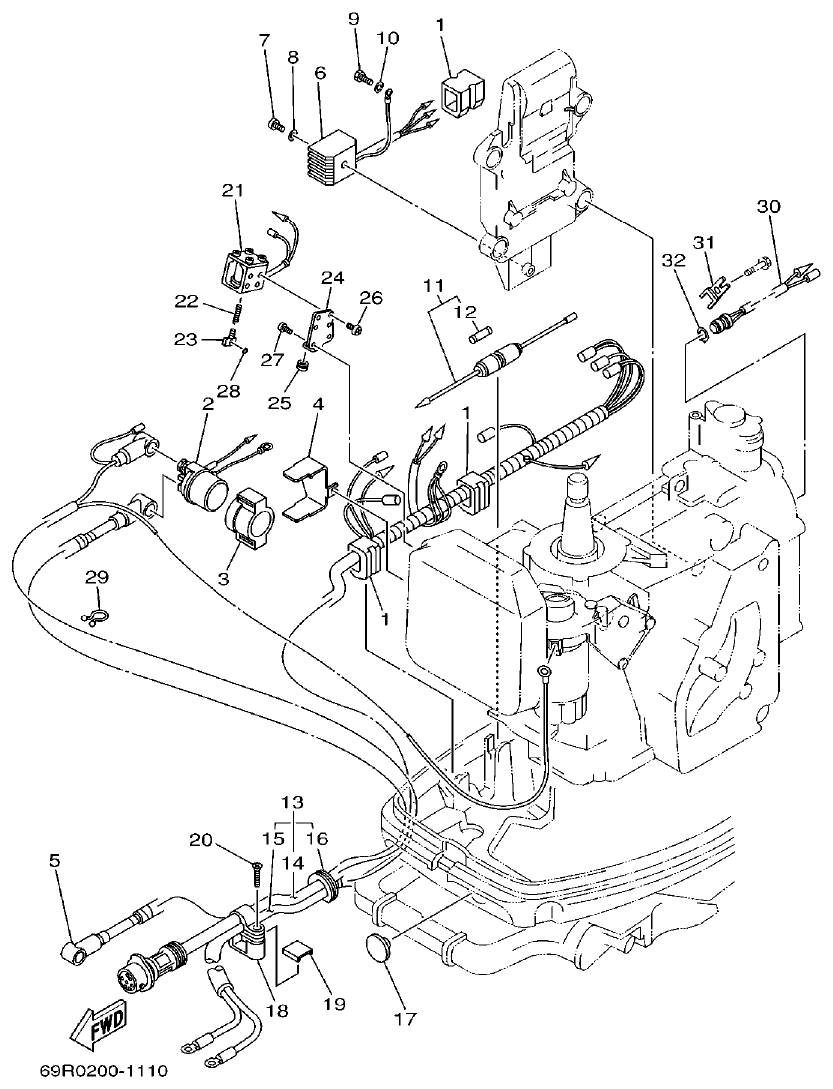Yamaha 30G ELECTRICAL 2 parts diagram