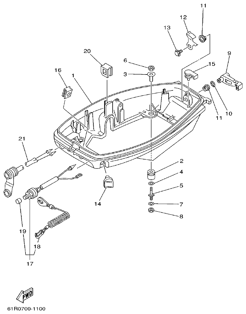 Yamaha 30G BOTTOM COWLING parts diagram
