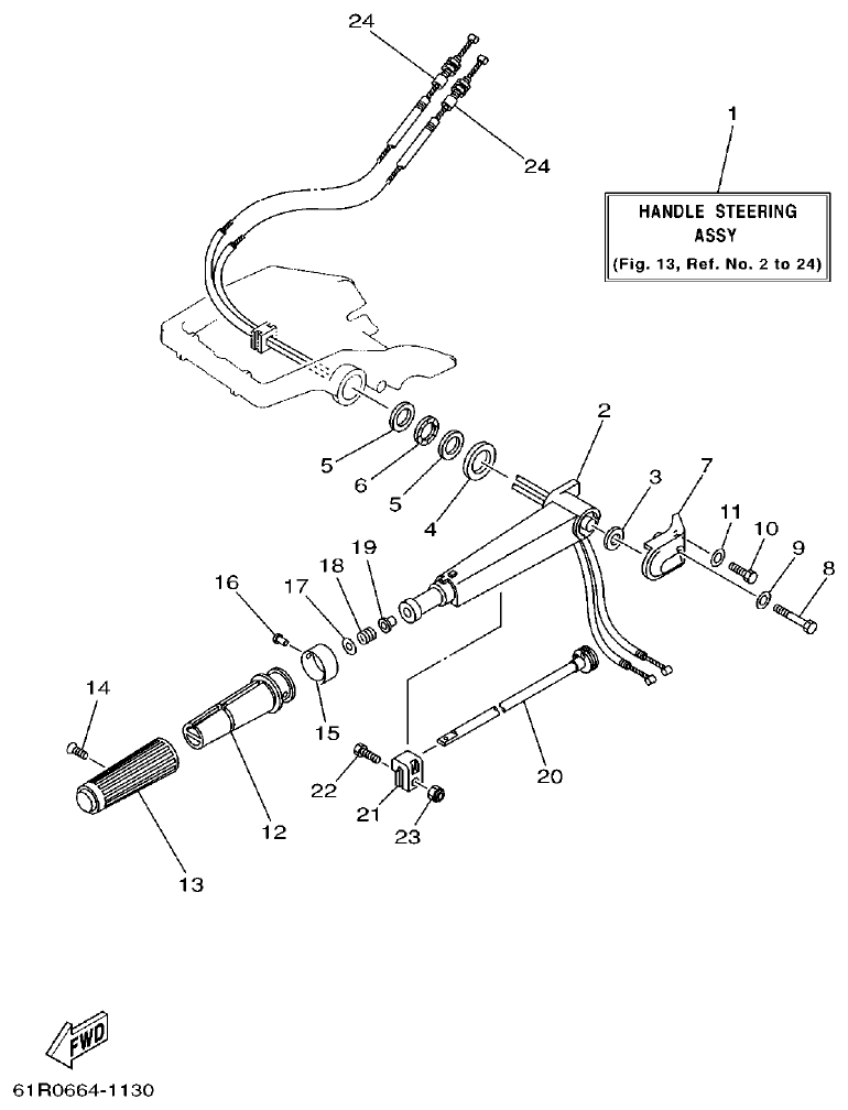 Yamaha 30G STEERING parts diagram