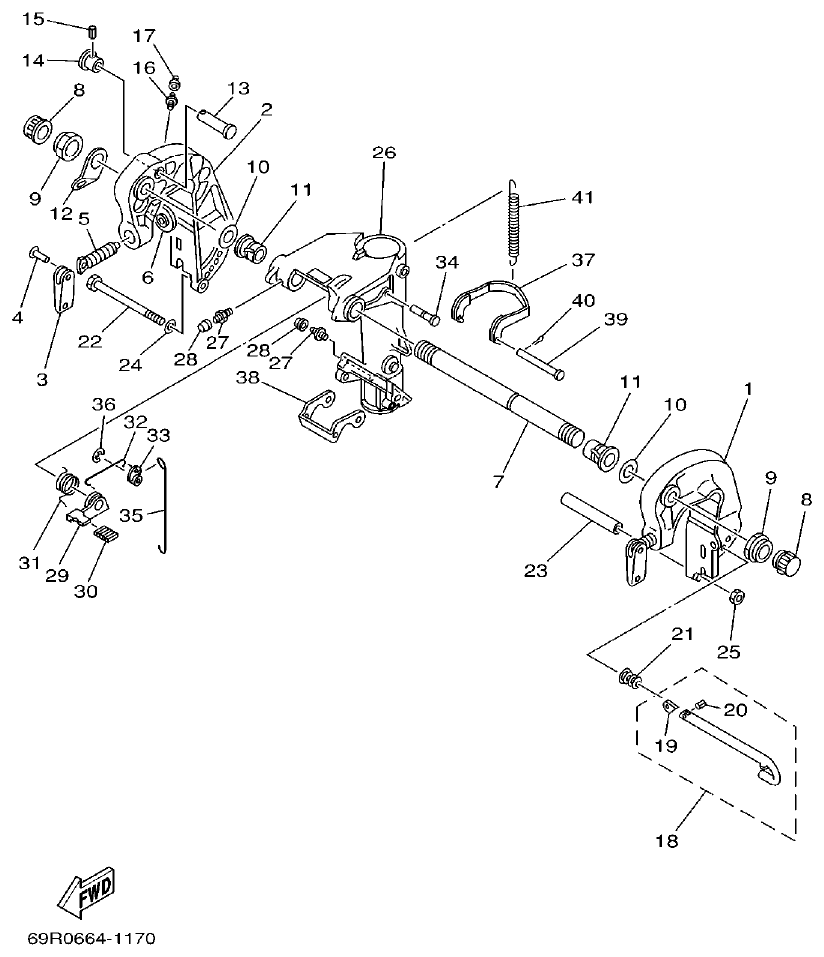 Yamaha 30G BRACKET 1 parts diagram