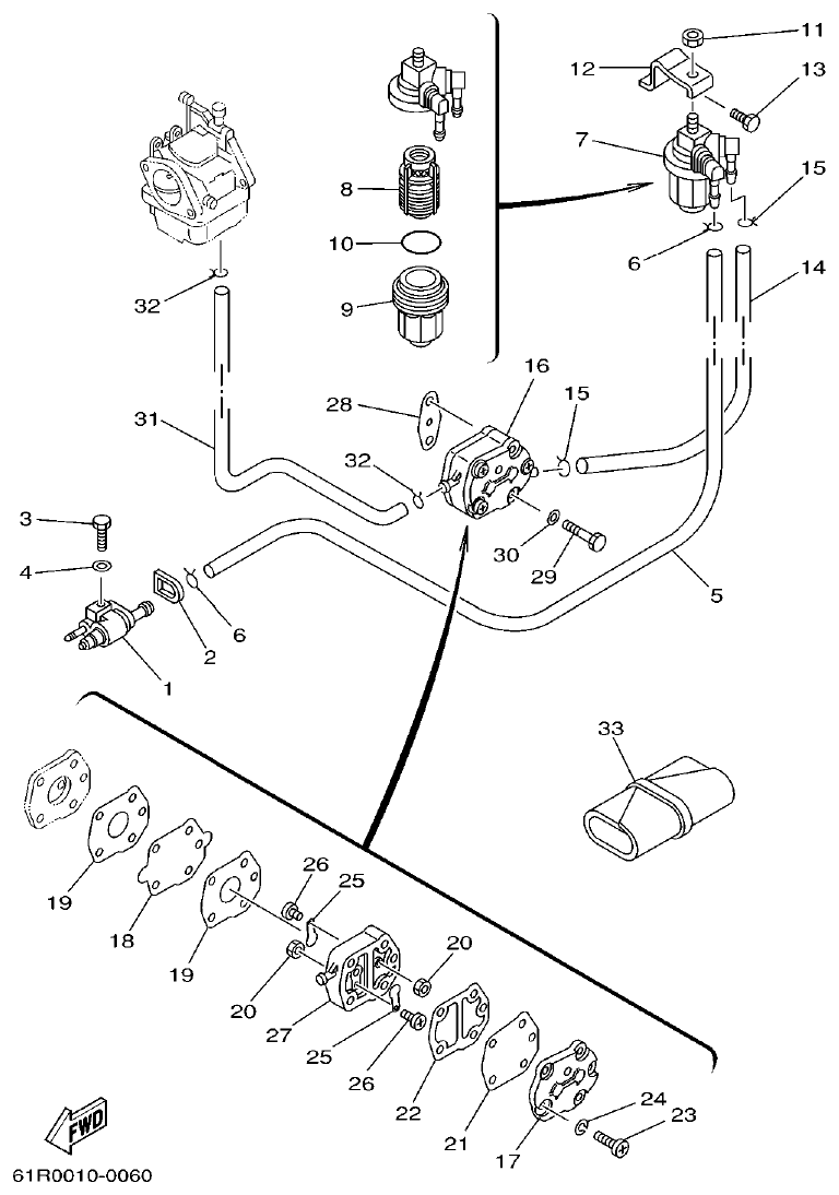 Yamaha 30G FUEL parts diagram