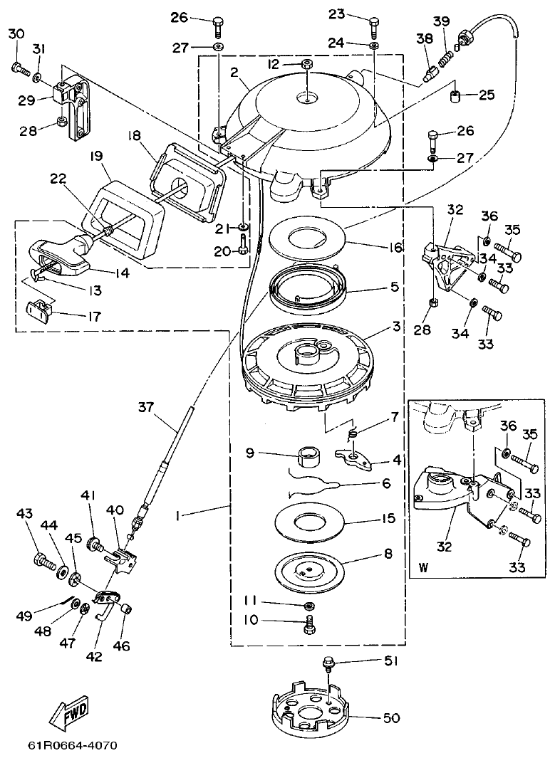 Yamaha 30G STARTER parts diagram