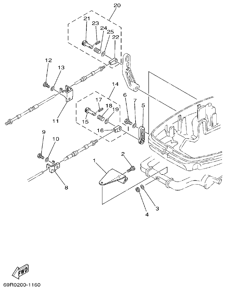Yamaha 25B, 25X, 30H CONTROL 2 parts diagram