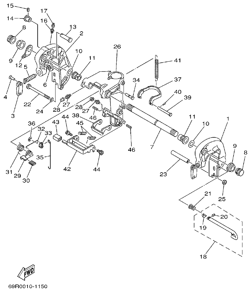 Yamaha 25B, 25X, 30H BRACKET 1 parts diagram