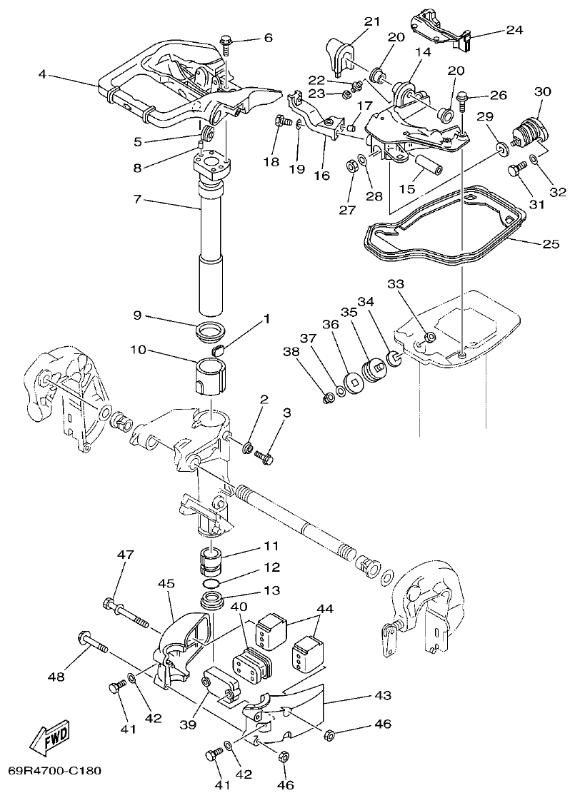 Yamaha 25B, 25X, 30H BRACKET 2 parts diagram