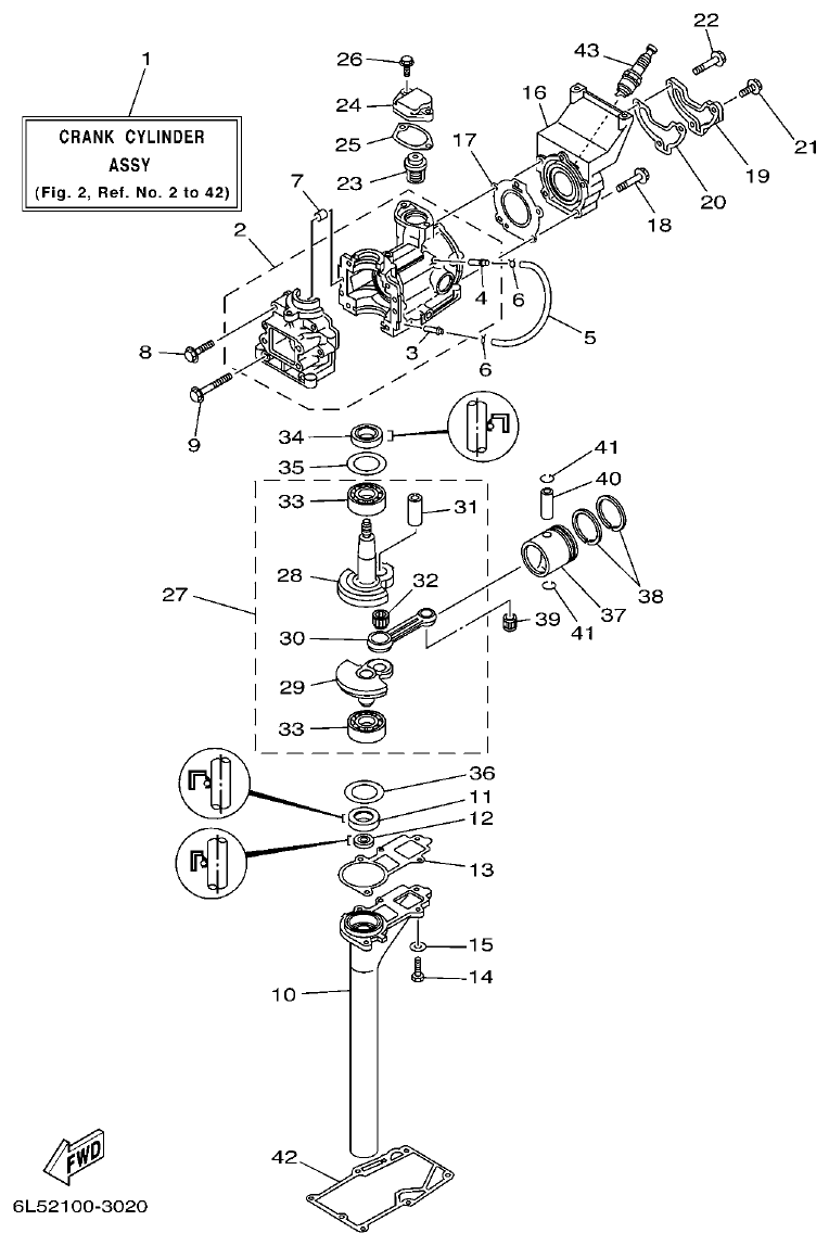 Yamaha 3AMH CYLINDER & CRANKCASE parts diagram
