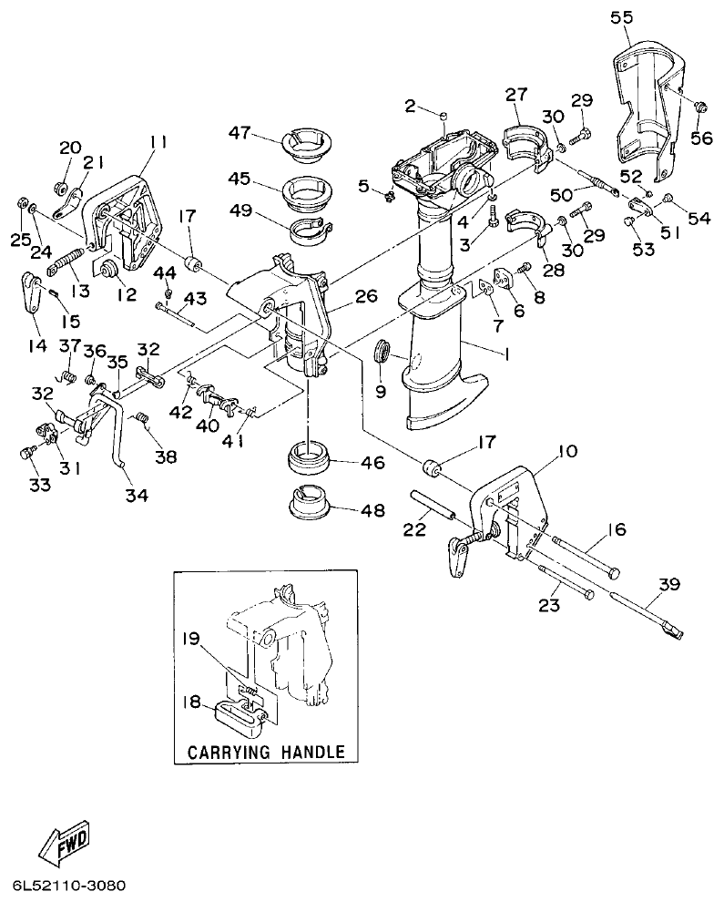 Yamaha 3AMH UPPER CASING & BRACKET parts diagram