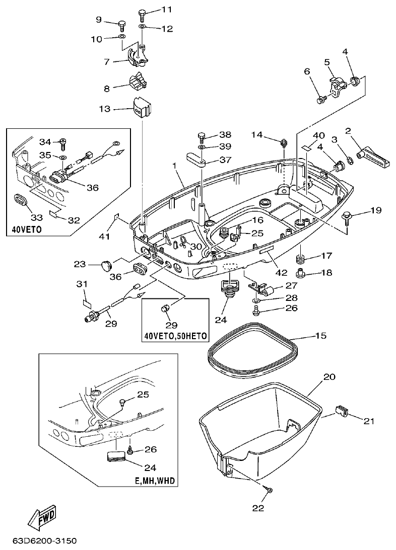 Yamaha PC_40V'04 BOTTOM COWLING parts diagram
