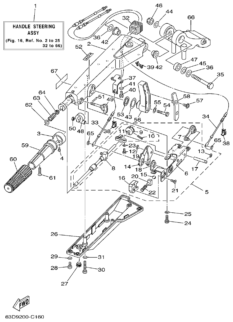 Yamaha PC_40V'04 STEERING parts diagram