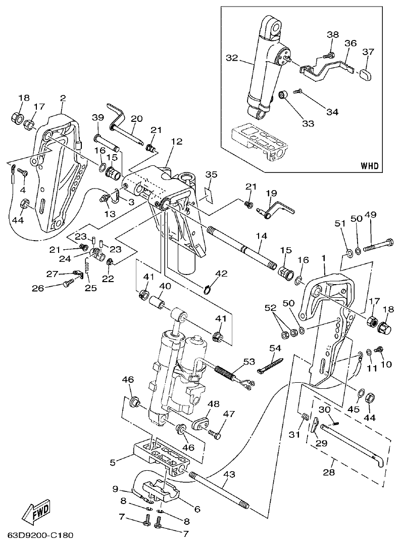 Yamaha PC_40V'04 BRACKET 1 parts diagram