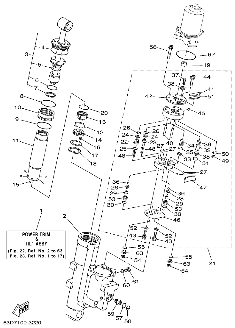 Yamaha PC_40V'04 POWER TRIM & TILT ASSY 1 parts diagram