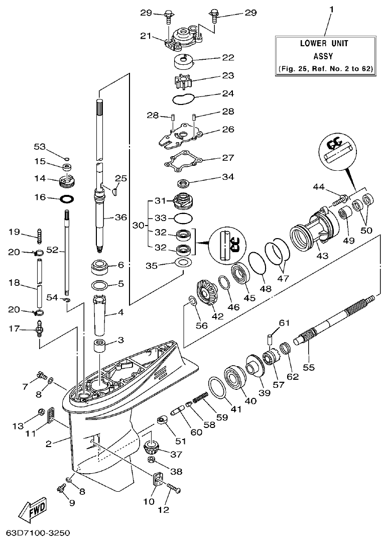 Yamaha PC_40V'04 LOWER CASING & DRIVE 1 parts diagram
