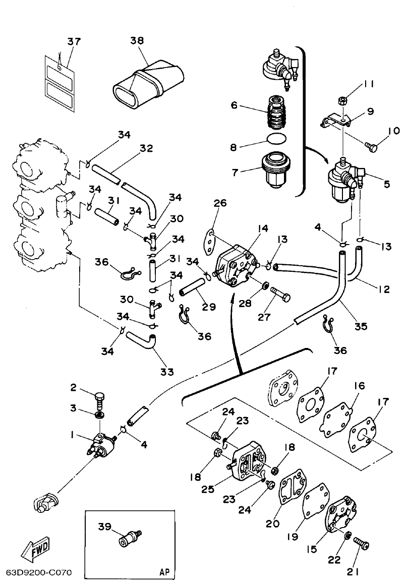 Yamaha PC_40V'04 FUEL parts diagram
