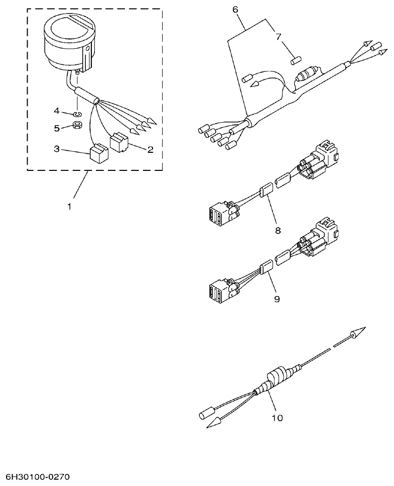 Yamaha 40VMHO, 40VEO, 40YETO, 40YMHO METER parts diagram