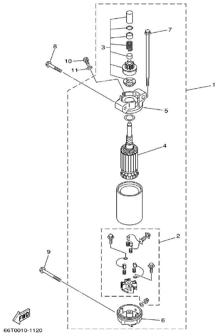 Yamaha E40X STARTING MOTOR parts diagram