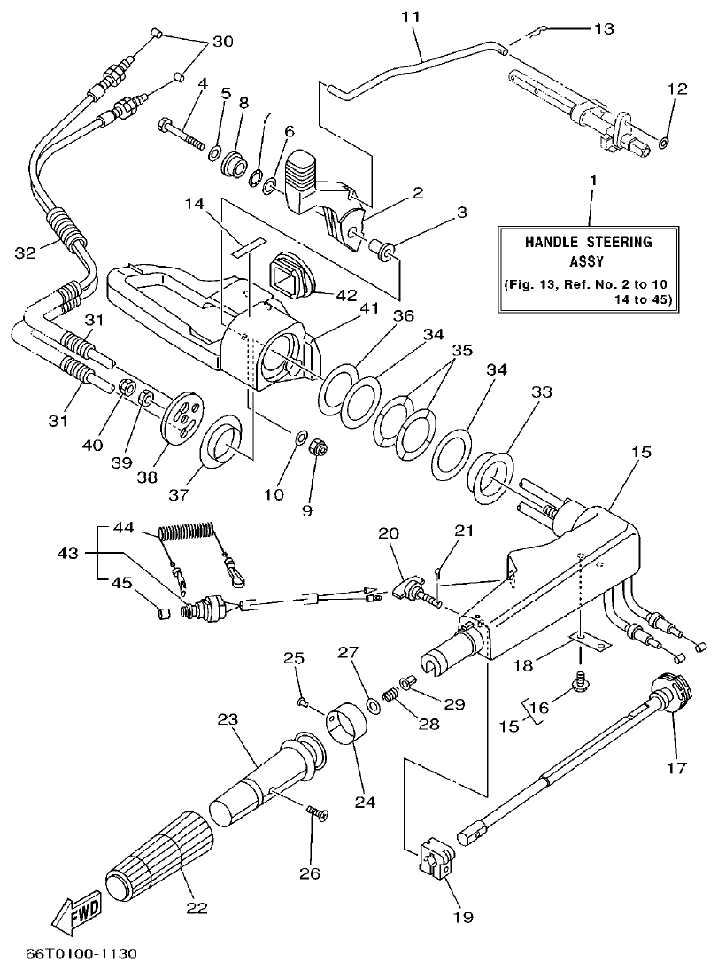 Yamaha E40X STEERING parts diagram