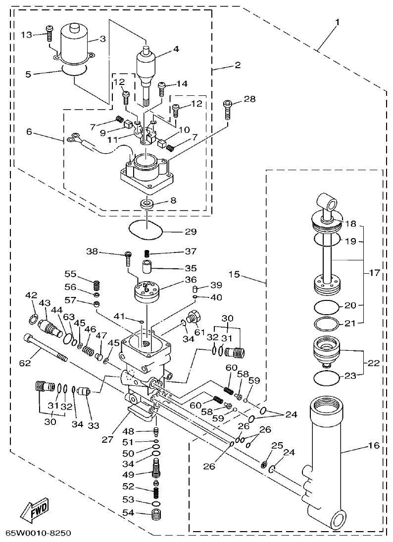 Yamaha E40X POWER TRIM & TILT ASSY parts diagram