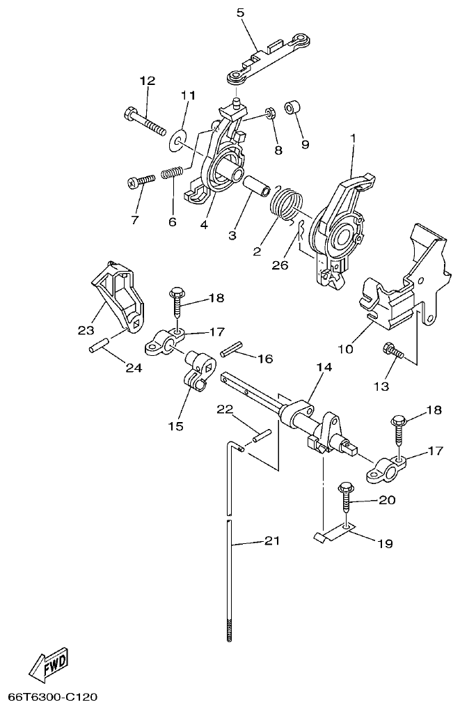 Yamaha 40XMH CONTROL parts diagram