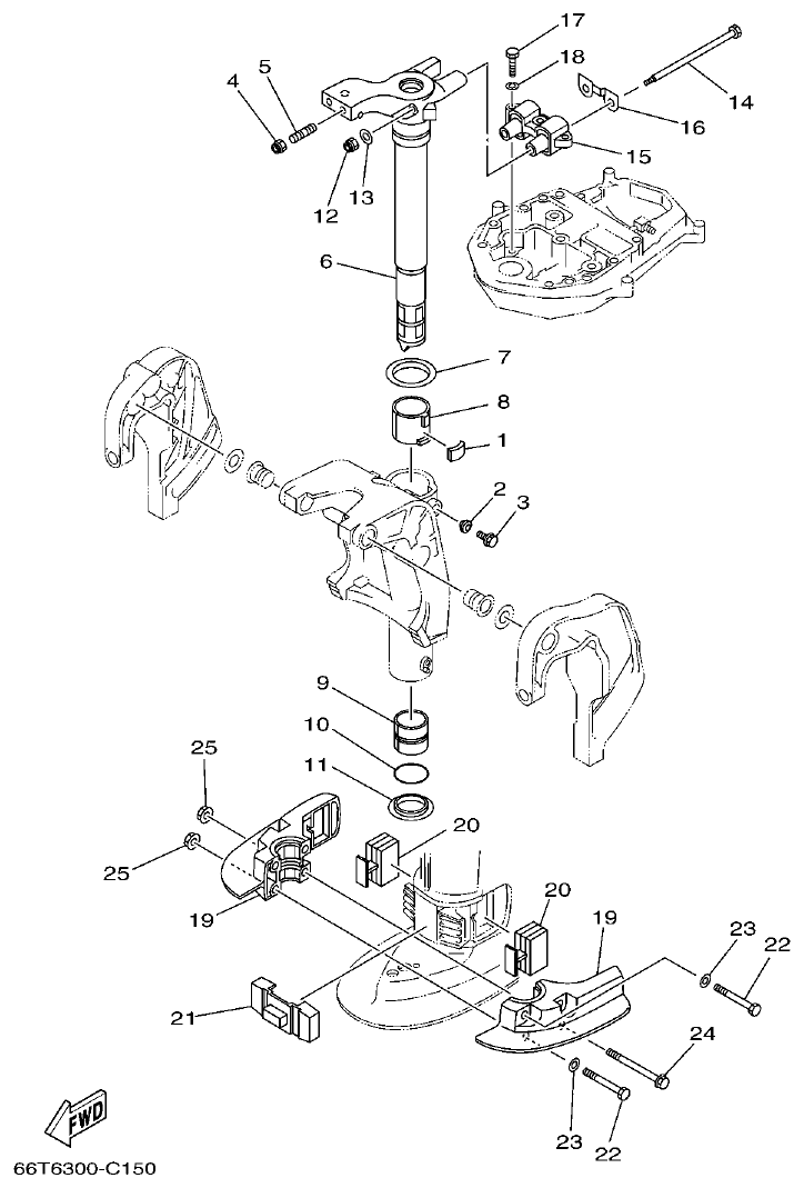 Yamaha 40XMH BRACKET 2 parts diagram