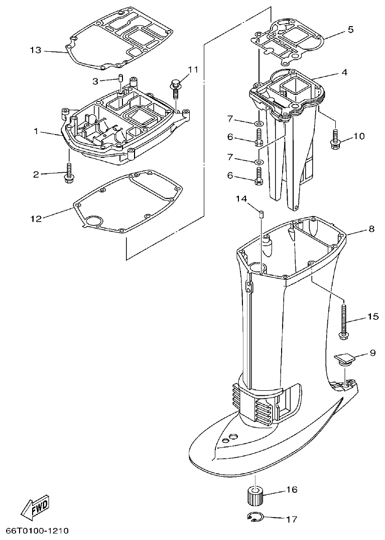 Yamaha 40XMH UPPER CASING parts diagram