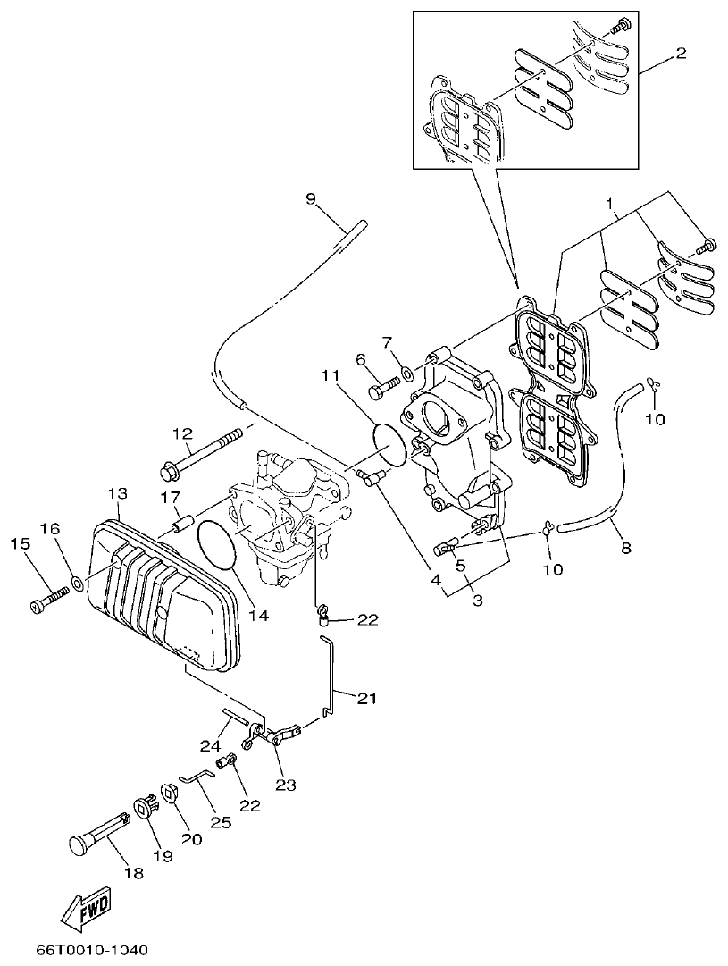 Yamaha 40XMH INTAKE parts diagram