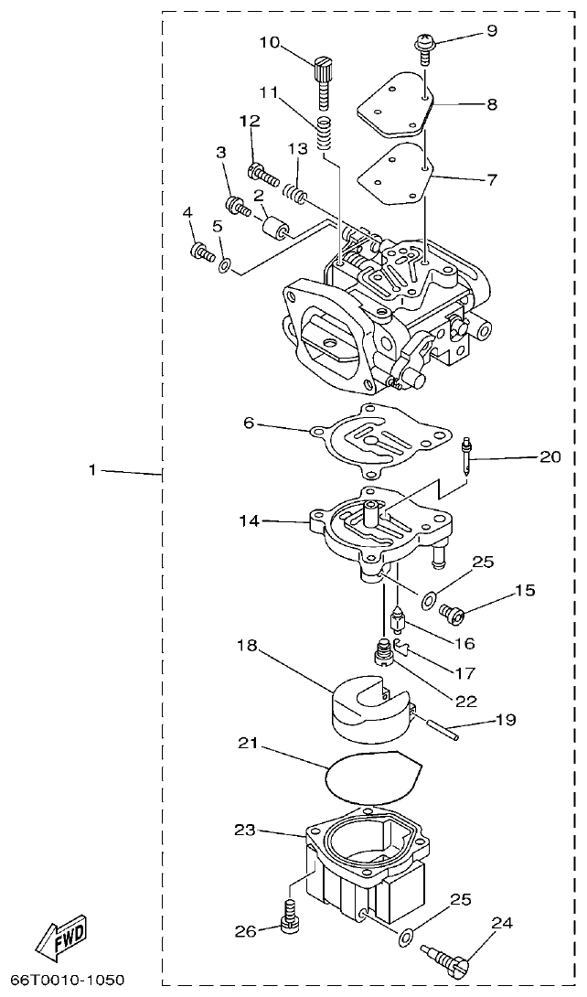 Yamaha 40XMH CARBURETOR parts diagram