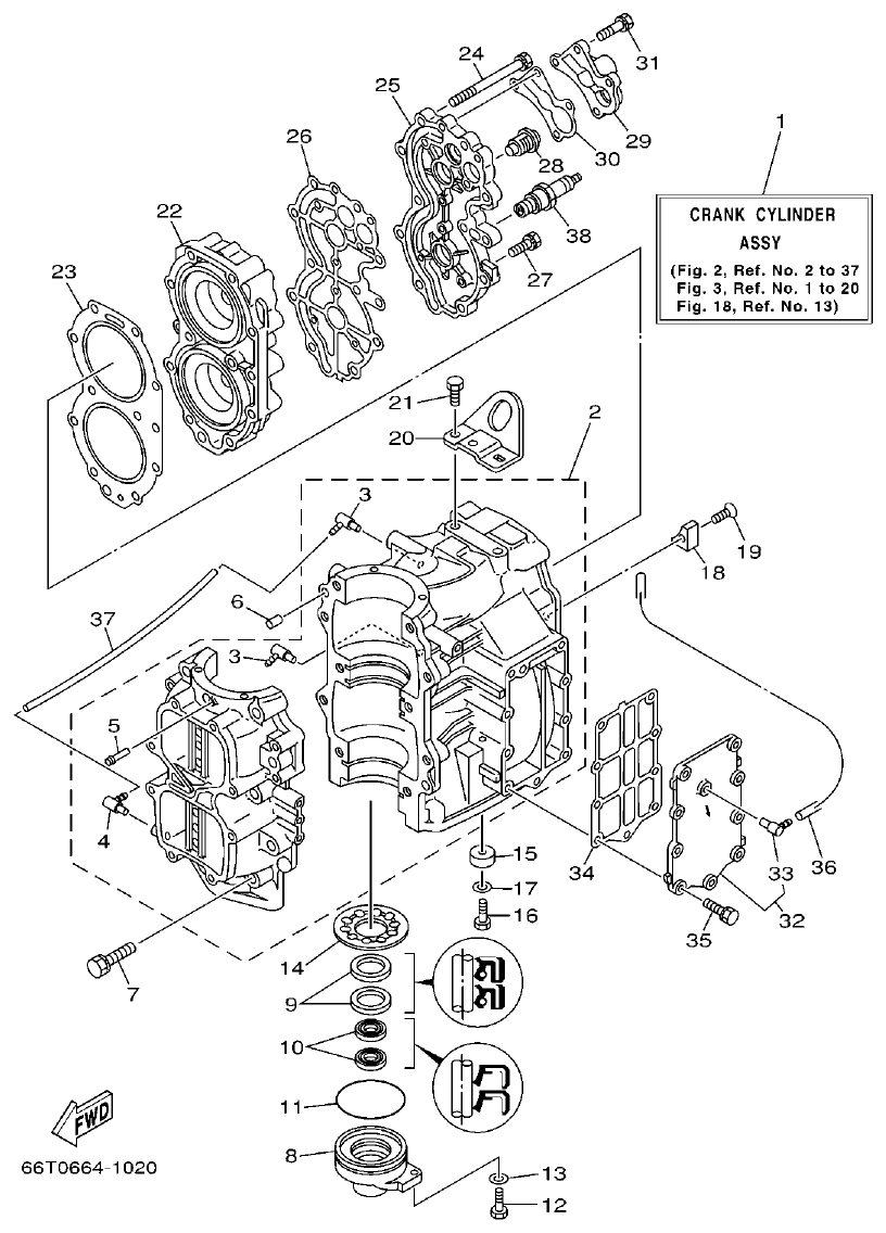 40XMH, 40XW – section 2 CYLINDER & CRANKCASE parts diagram