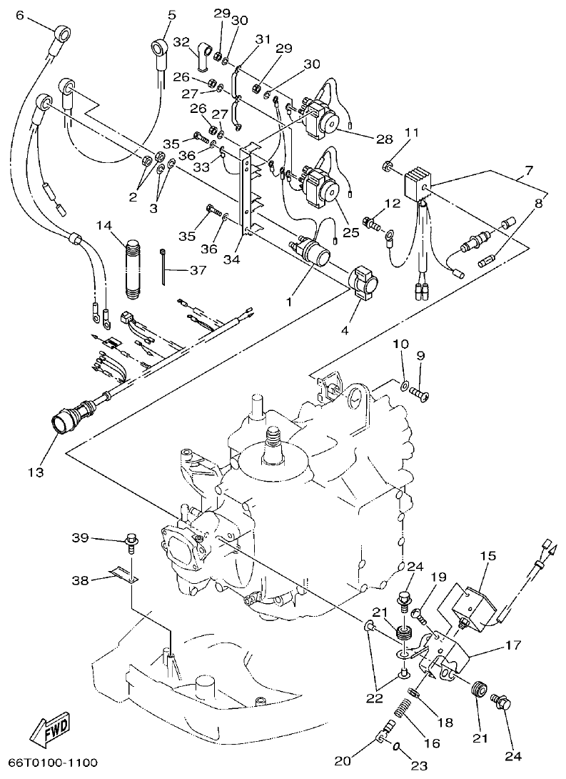 Yamaha E40XMH, 40XWT ELECTRICAL 2 parts diagram