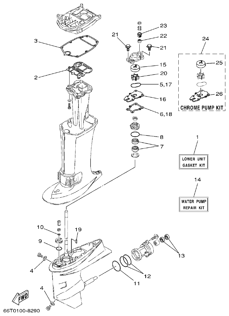 Yamaha E40XMH, 40XWT REPAIR KIT 2 parts diagram