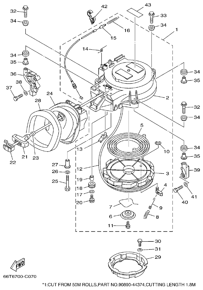 Yamaha E40XMH, 40XWT STARTER parts diagram