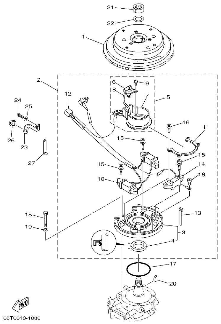 Yamaha E40XMH, 40XWT GENERATOR parts diagram