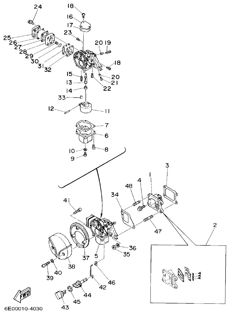 Yamaha 4AC, 5C, 5CS INTAKE parts diagram