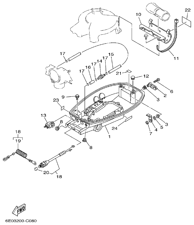 Yamaha 4AC, 5C, 5CS BOTTOM COWLING 2 parts diagram