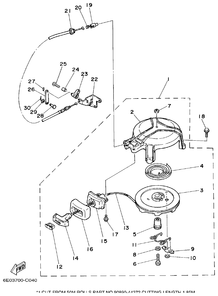 Yamaha 4ACMH, 5CMH STARTER parts diagram