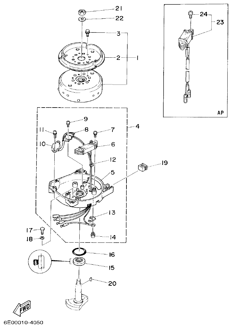 Yamaha 4ACMH, 5CMH GENERATOR parts diagram