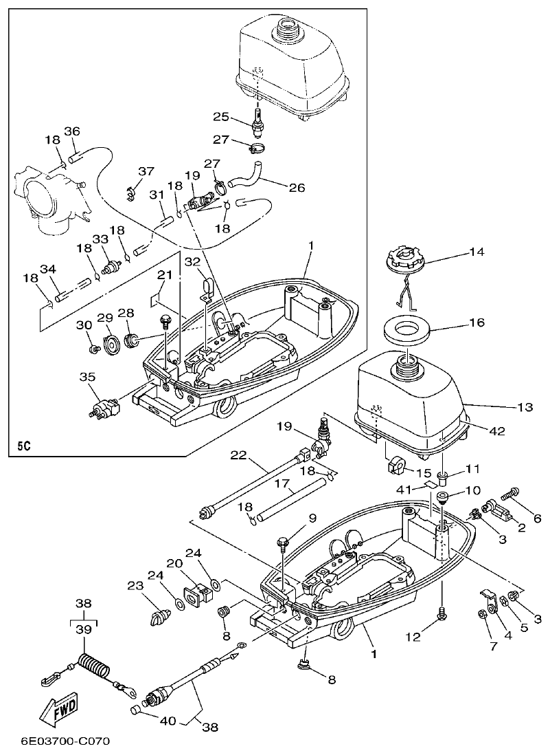 Yamaha 4ACMH, 5CMH BOTTOM COWLING parts diagram