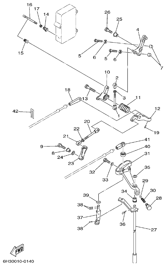 Yamaha 50GETO, 60FETO, 70BETO CONTROL parts diagram
