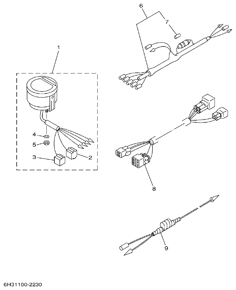 Yamaha 50GETO, 60FETO, 70BETO METER parts diagram