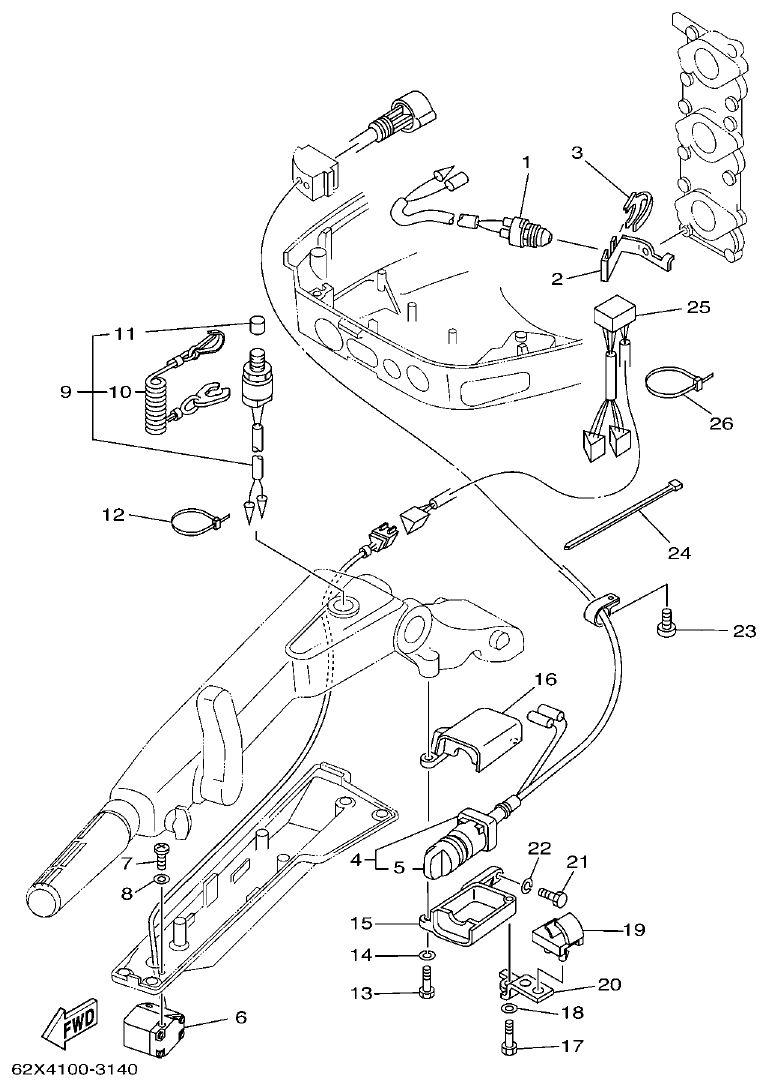 Yamaha 40V, 50H ELECTRICAL 3 parts diagram